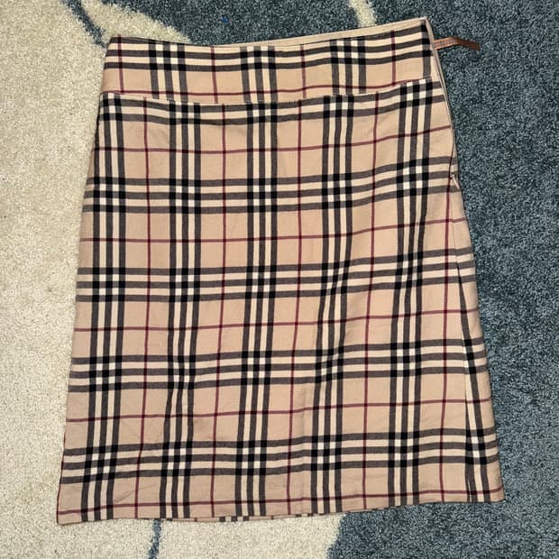 버버리 베이지 체크 스커트 치마 36