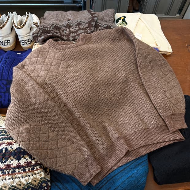 90S 선버드 모카 브라운 퀼팅 울혼방 스웨터 