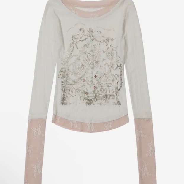 스컬프터 Triple Lace Layered Tee Ivory