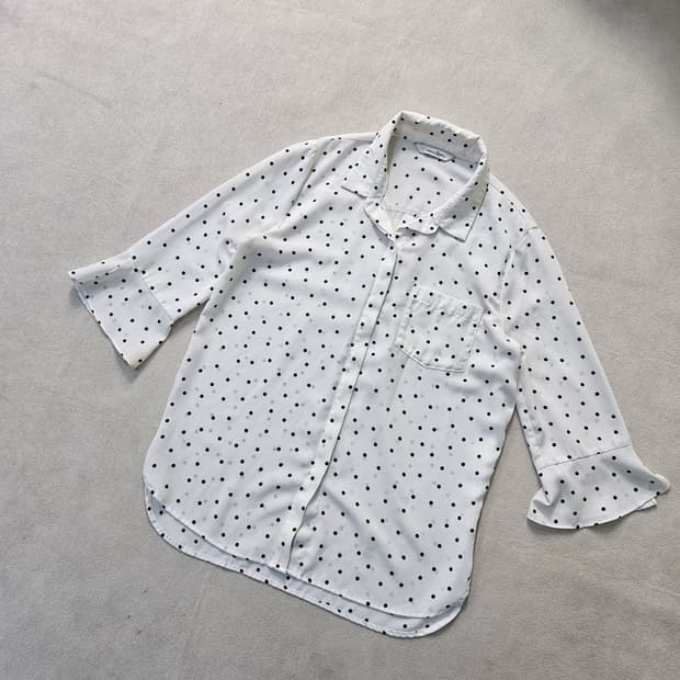 실측확인 로엠 여성 패턴 블라우스 0407Y