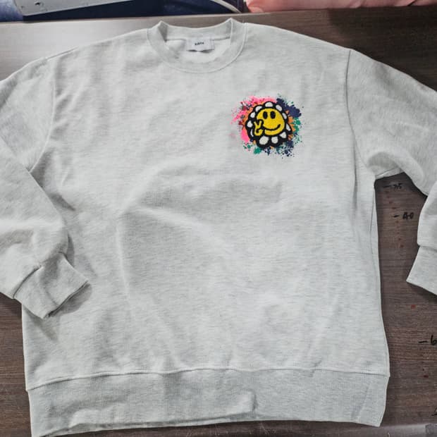 BARON  플라워 스마일 맨투맨 티셔츠 그레이  XL 남여공용
