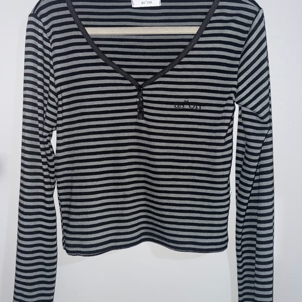 애즈온 스트라이프 롱 슬리브 