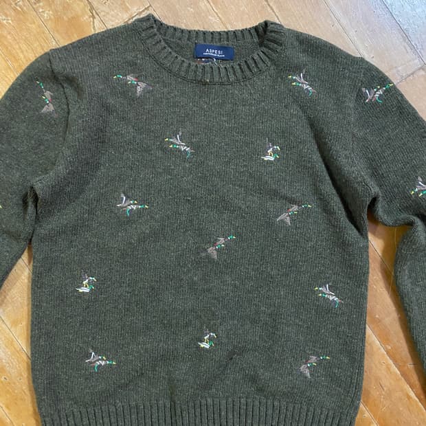 ASPESI 남성 wool 자수 패턴 니트 국내 100