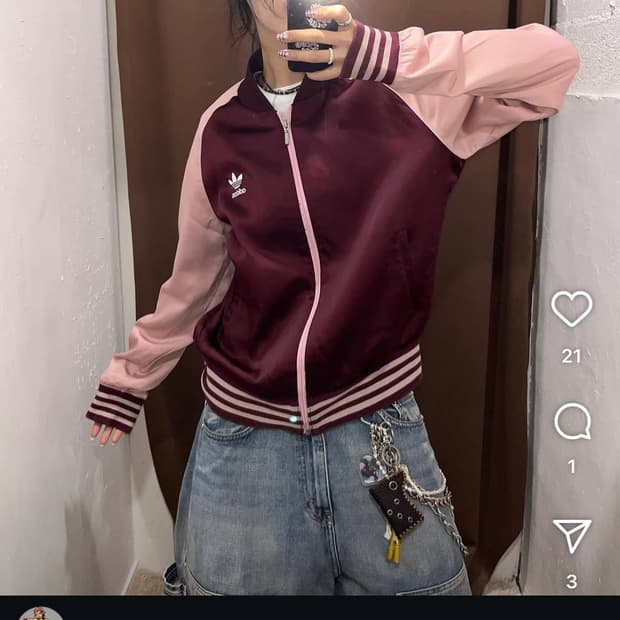 아디다스 사틴 파이어버드 배색 자켓 