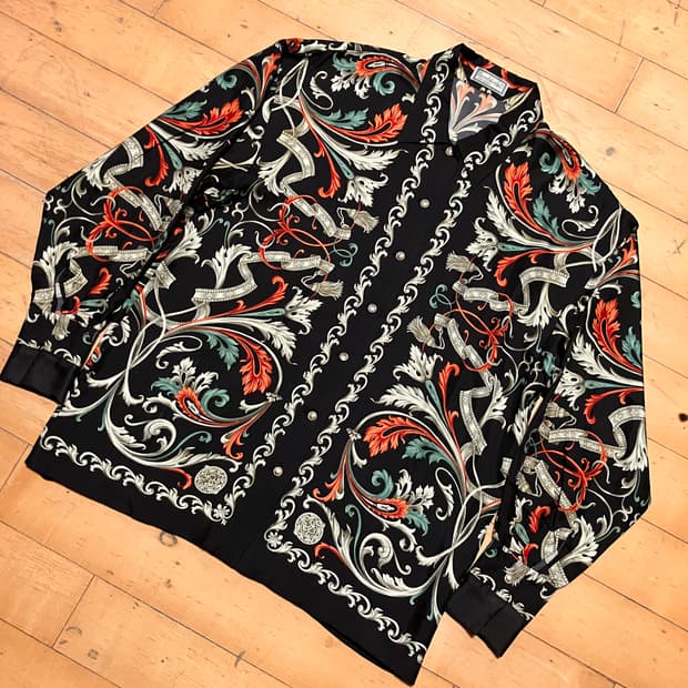 Gianni Versace 베르사체 블랙 아칸서스 바로크 셔츠 105