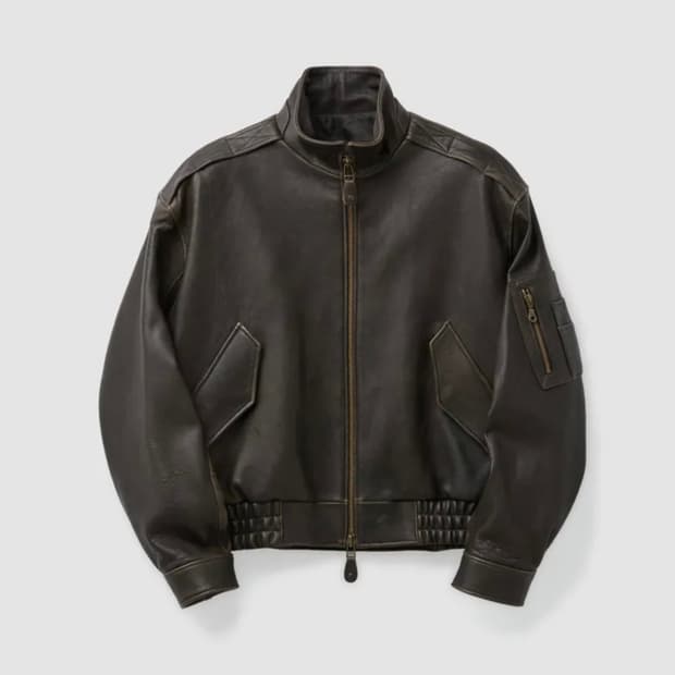 [XL] 26ss 쿠어 COOR 빈티지 쉘터 넥 카라 레더 점퍼