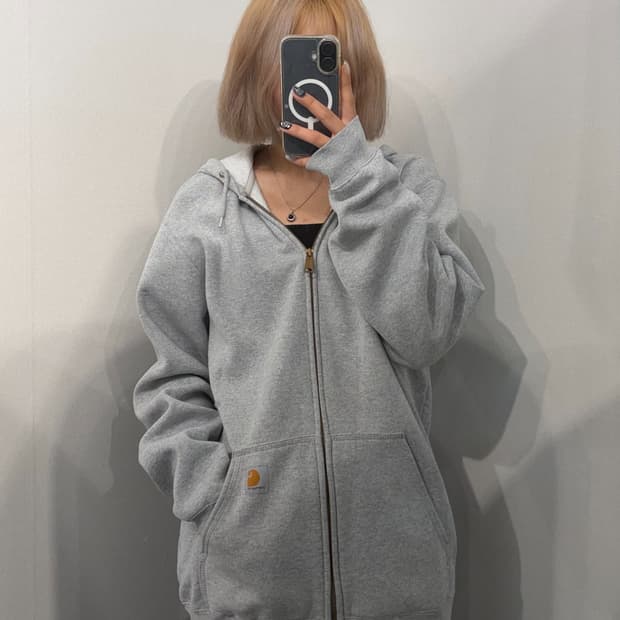 M 칼하트 오리지널 핏 그레이 기모 후드 집업