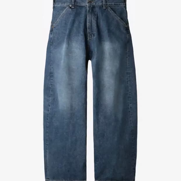 와이드커브드 워시드 블루 데님