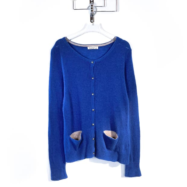 빈티지 블루 울 블렌드 가디건