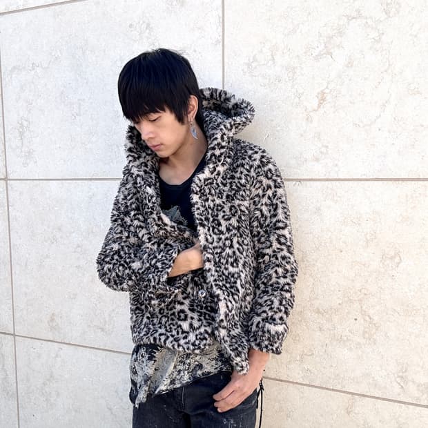 [BACKS] Leopard Fur Hoodie Jacket