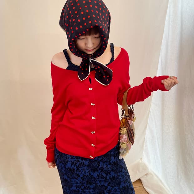 ribbon button cardigan