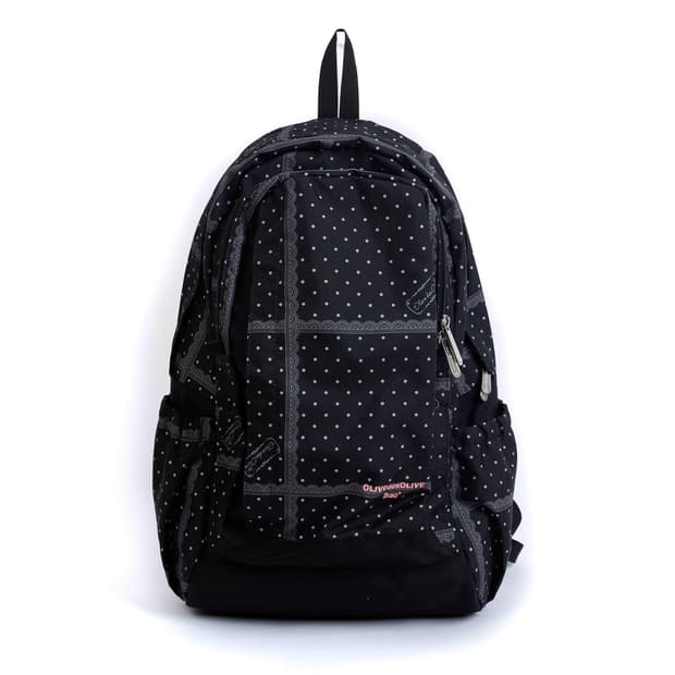 [OLIVE des OLIVE] 블랙 컬러 도트 레이스 패턴 백팩