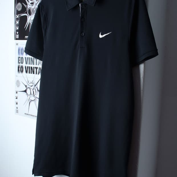 (XL) 나이키 반팔 카라 티셔츠 기능성 블랙 올드스쿨-H31443
