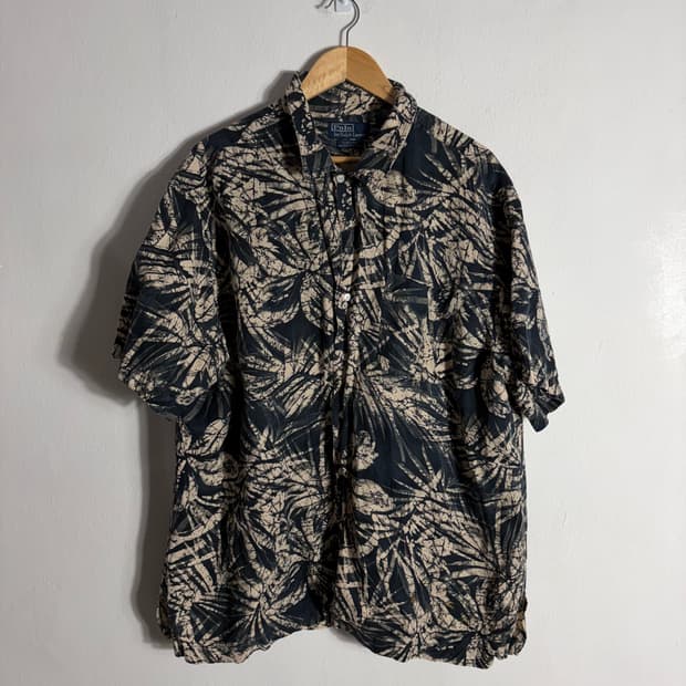 90s 폴로랄프로렌 빈티지 실크 린넨 반팔셔츠(2XL)