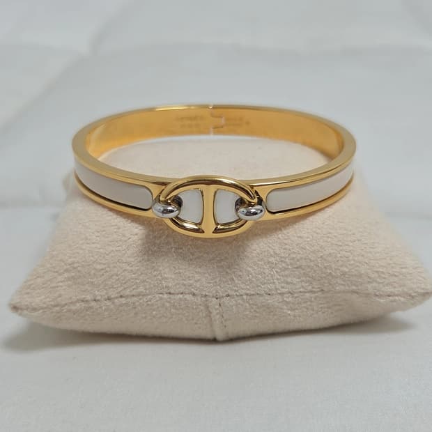 [A급] 에르메스 미니 클릭 샹달 브레이슬릿 팔찌 화이트 골드