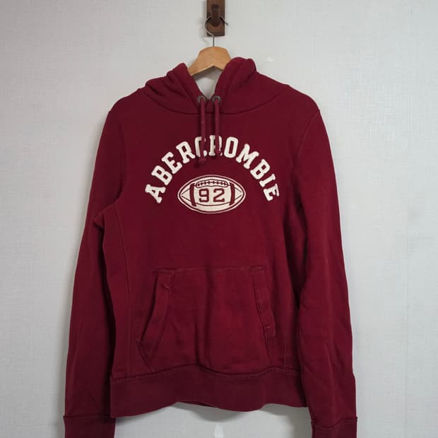 아베크롬비 빈티지 버건디 럭비 후드티 M
