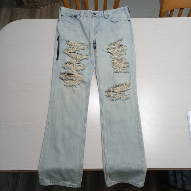 34 리바이스511 데미지워싱 슬림일자 연청 34-547