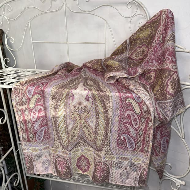 Baby pink ethnic paisley wide scarf