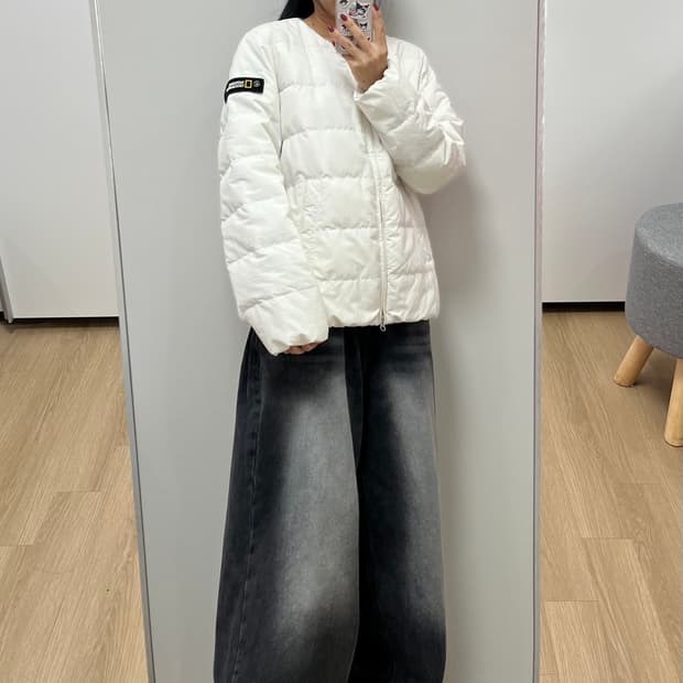 내셔널 지오그래픽 헤론 U넥 아이보리 경량 패딩