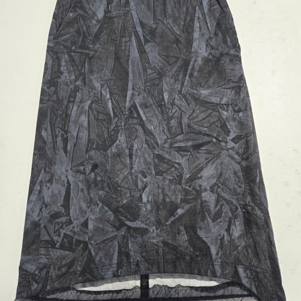 디젤 패턴 A라인 롱 스커트 블랙