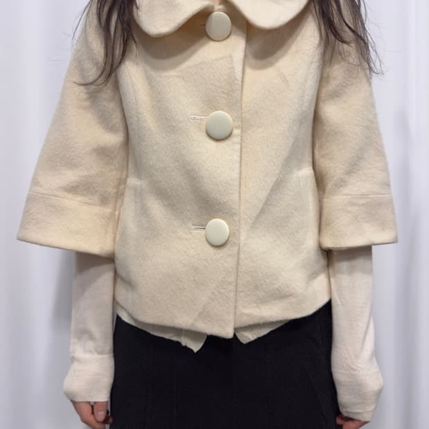 mori ivory button half coat