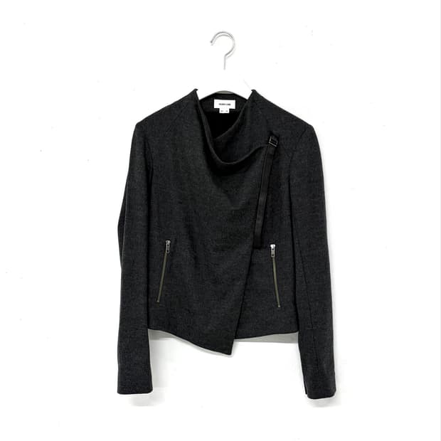 Helmut Lang Gray Leather Trim Jacket