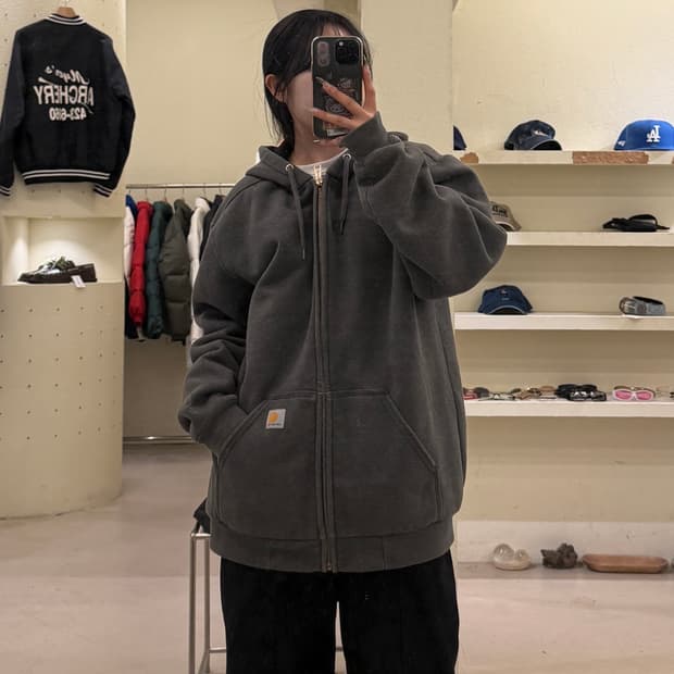 칼하트 집업 후드 워크 후디 차콜 U999