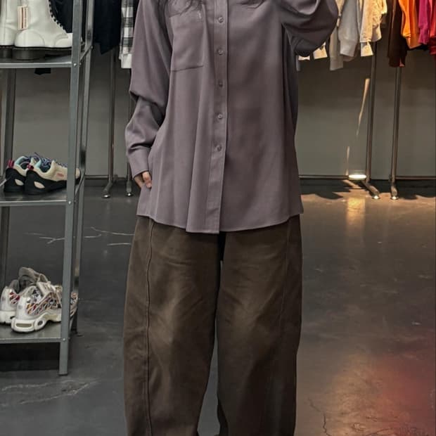 입생로랑 퍼플 원포켓 셔츠 A3408