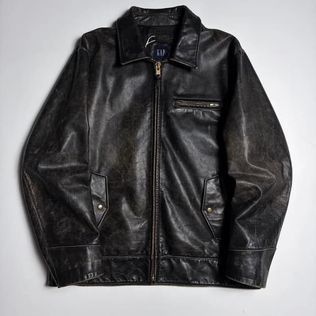 갭 OLD GAP 00's 에이징 소가죽 라이더 자켓 R1329