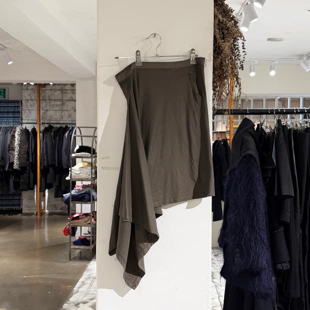 릭오웬스 카키 코튼 언발란스 스커트