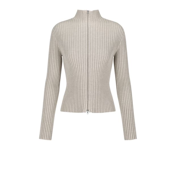 아모멘토 ribbed high neck zip up