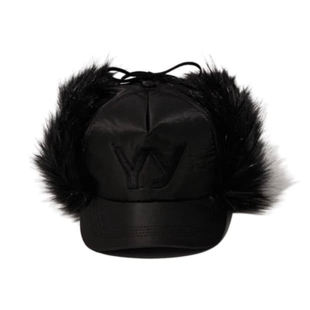 오픈와이와이 퍼 볼캡 모자 닝닝 블랙