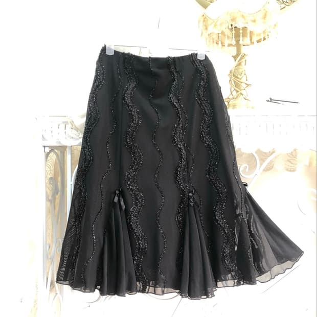 black detail mermaid midi skirt