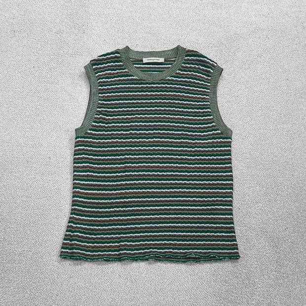 앤더슨벨 에스닉 멀티 스트라이프 슬리브리스 니트 베스트