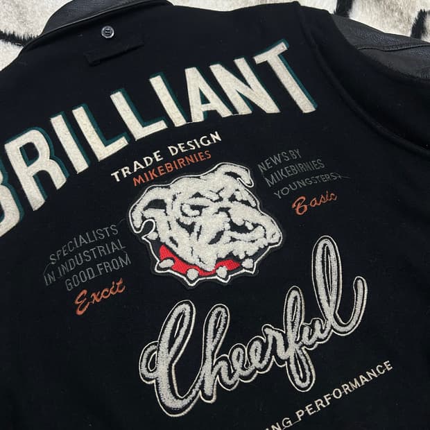 [M]마이크버니스 90s 브릴리언트 레터맨 울 레더 바시티