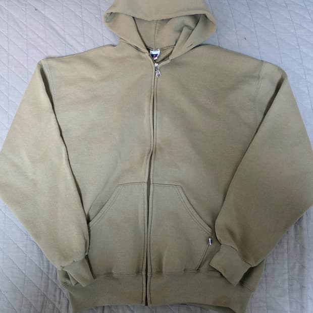 [XL] 90s 빈티지 러셀 애슬레틱 탄, 베이지 후드집업