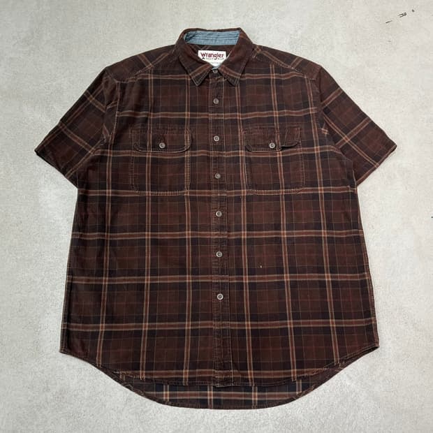 랭글러 코듀로이 체크 하프셔츠 s10625
