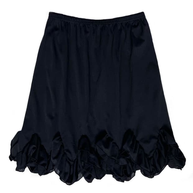 vintage 스트링 러플 미디 스커트