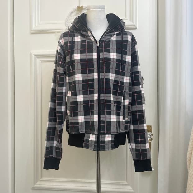 black check cute hoodie jumper(size-M)