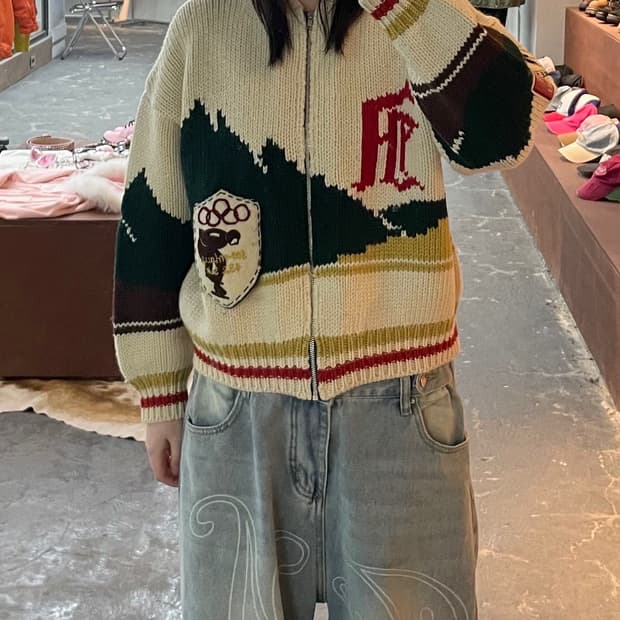 아츠키 오니시 코위찬 니트 집업 자켓 H1885