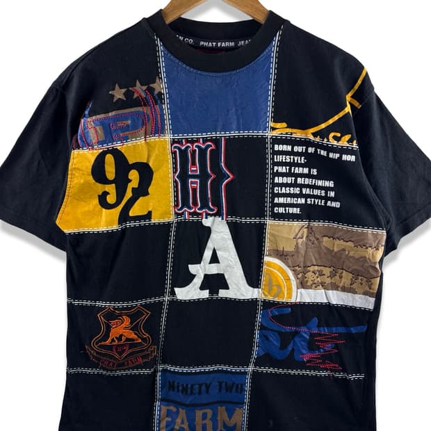 JPN Phat Farm 90S 외힙 패치 그래픽 티셔츠2728