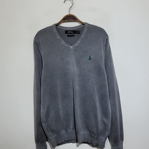 (M) 랄프로렌 폴로 면니트 그레이 브이넥 스웨터 