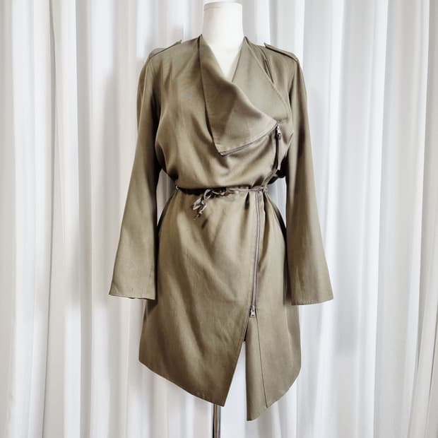 올세인츠 리오셀,큐프로 배색 크로스집업 코트 (44-날씬55) 드라이필요