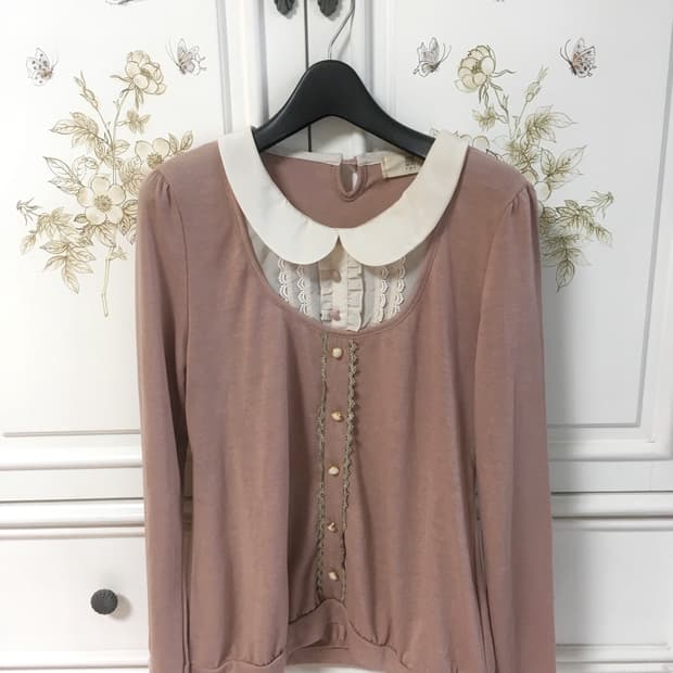 jpn vintage pinkbeige layered frill blou