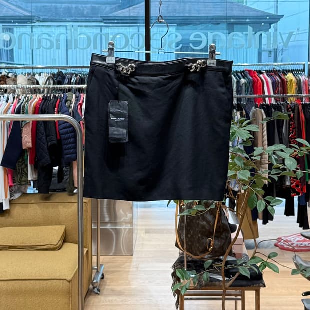 생로랑 블랙 체인 미니스커트 