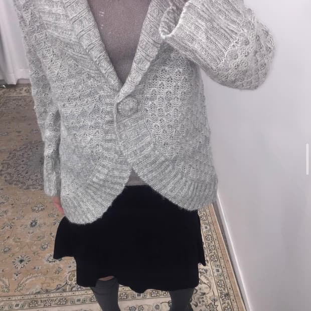 Yayoituu 빈티지 그레이 빅버튼 가디건