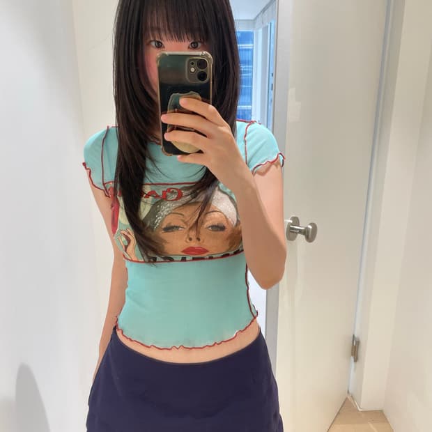 vintage printing mesh top
