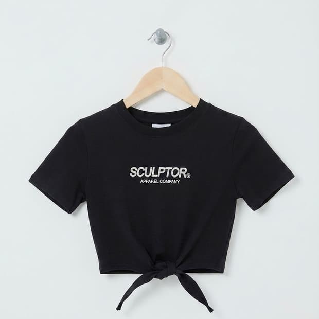 스컬프터 블랙 글리터 타이 크롭티 sculptor