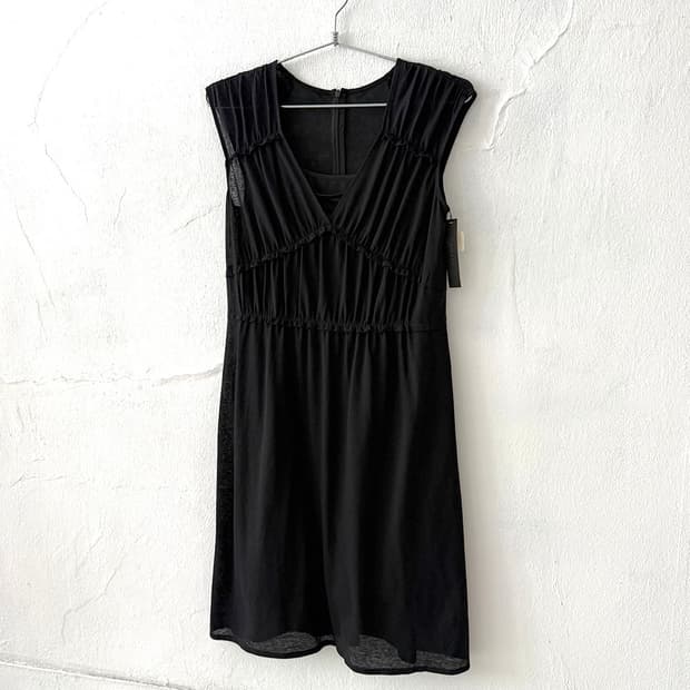 Black Shirred Detail Midi Dress(새상품)