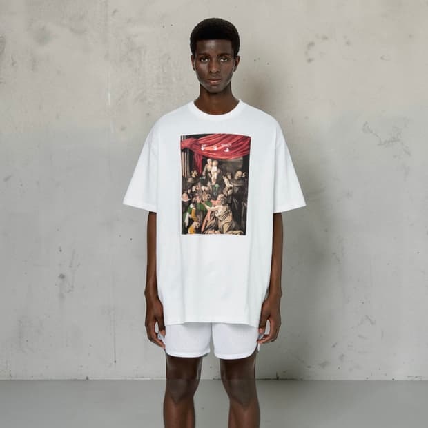 L/ 오프화이트 카라바지오 스프레이드 오버핏 반팔